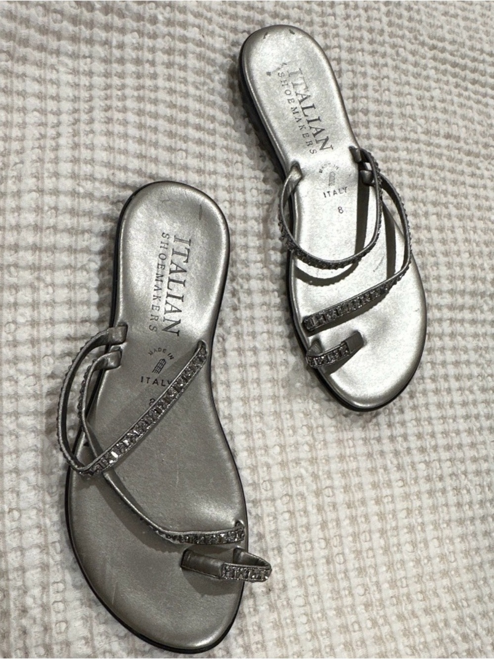 Italian Shoemakers Silver Rhinestone Strappy Sandal